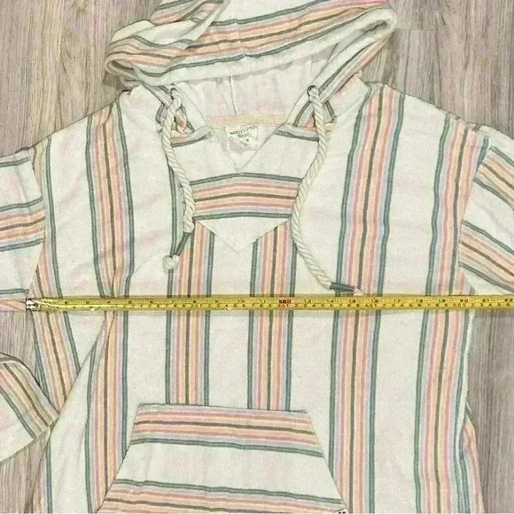 Southern Spirit Striped Beach Vacation Comfy Hoodie Poncho Sweatshirt Size S - Picture 8 of 10